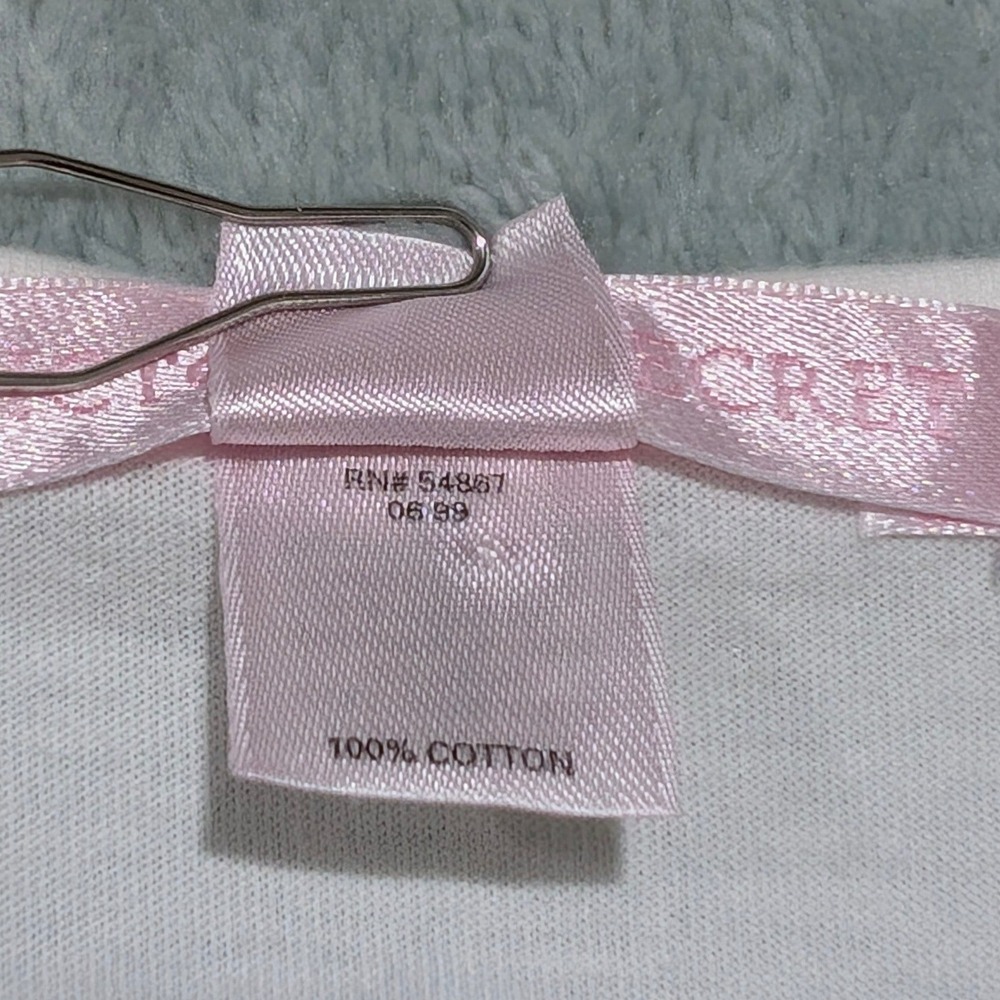 VTG Victorias Secret Libra Zodiac Nightshirt White Cotton V-Neck Y2K S / M - Picture 8 of 10